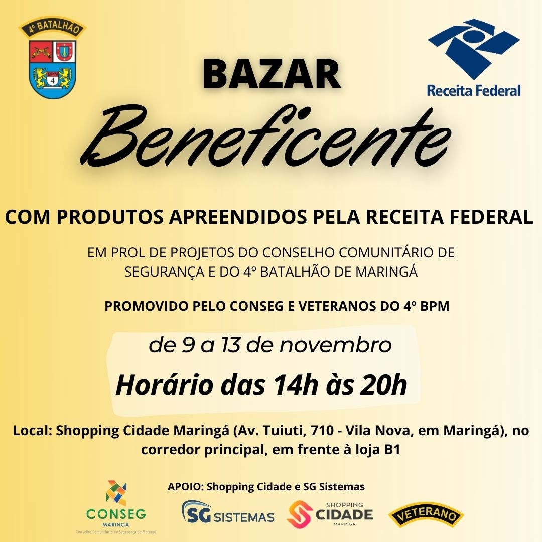 Bazar vai vender itens apreendidos pela Receita Federal de Maringá; PROGRAME-SE