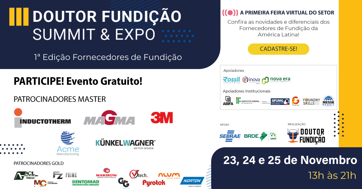 Primeira feira virtual do setor de fundição começa nesta terça-feira