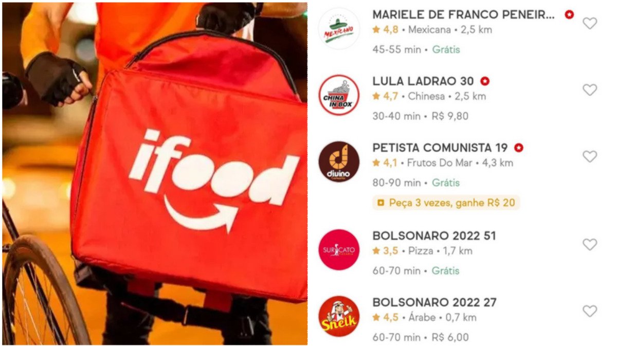 IFood tem nome de restaurantes alterados para declarações políticas