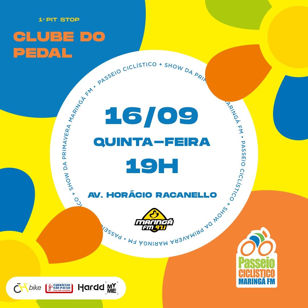 1º Clube do Pedal Maringá FM ocorre nesta quinta-feira