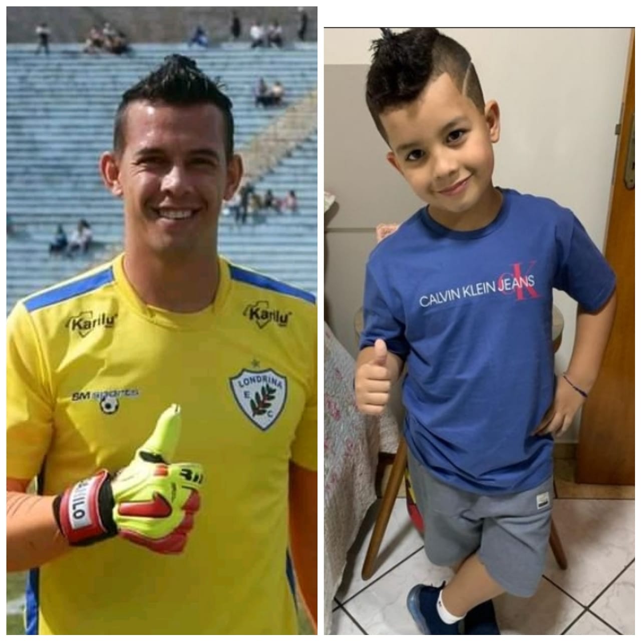 Goleiro Danilo e o filho Lorenzo.