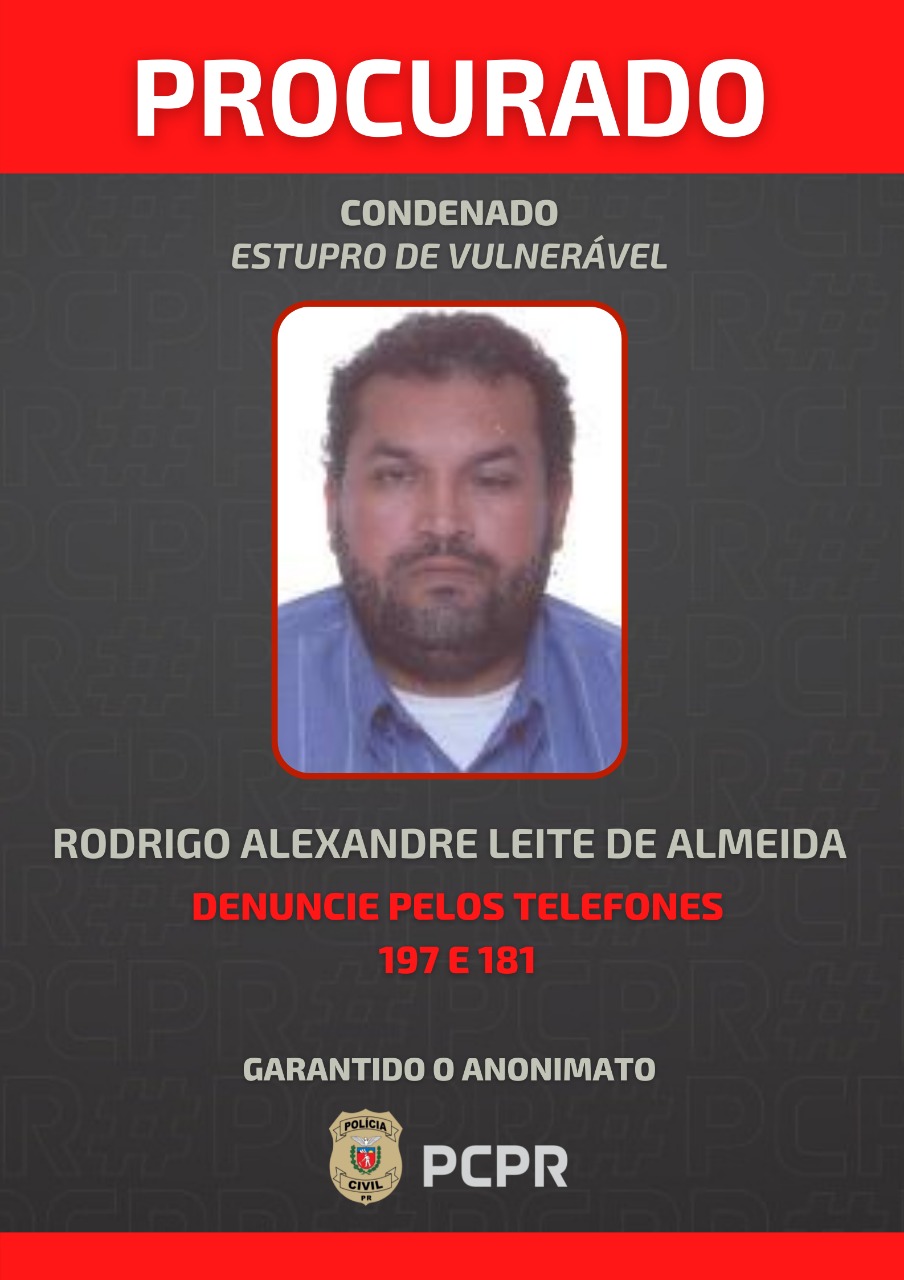 Polícia Civil do Paraná divulga foto de três foragidos por estupro de vulnerável