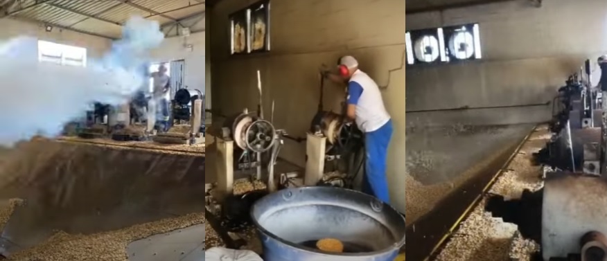 canhões de pipoca em funcionamento