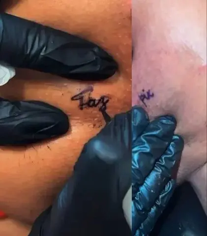 Tatuagem de Andressa Urach na região do ânus