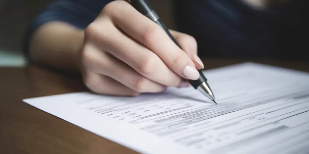 closeup-woman-filling-out-application