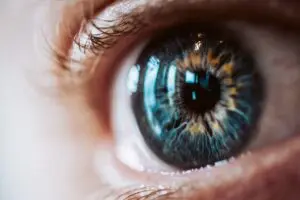 Extreme closeup of an enlarged human eye with beautiful colors