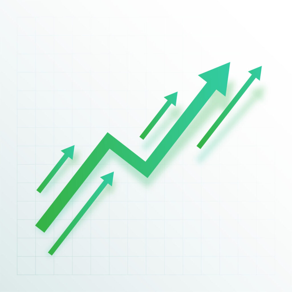 corporate business growth arrow showing upward trend