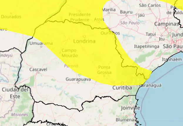 Alerta amarelo de tempestade para o Paraná. Foto: Inmet