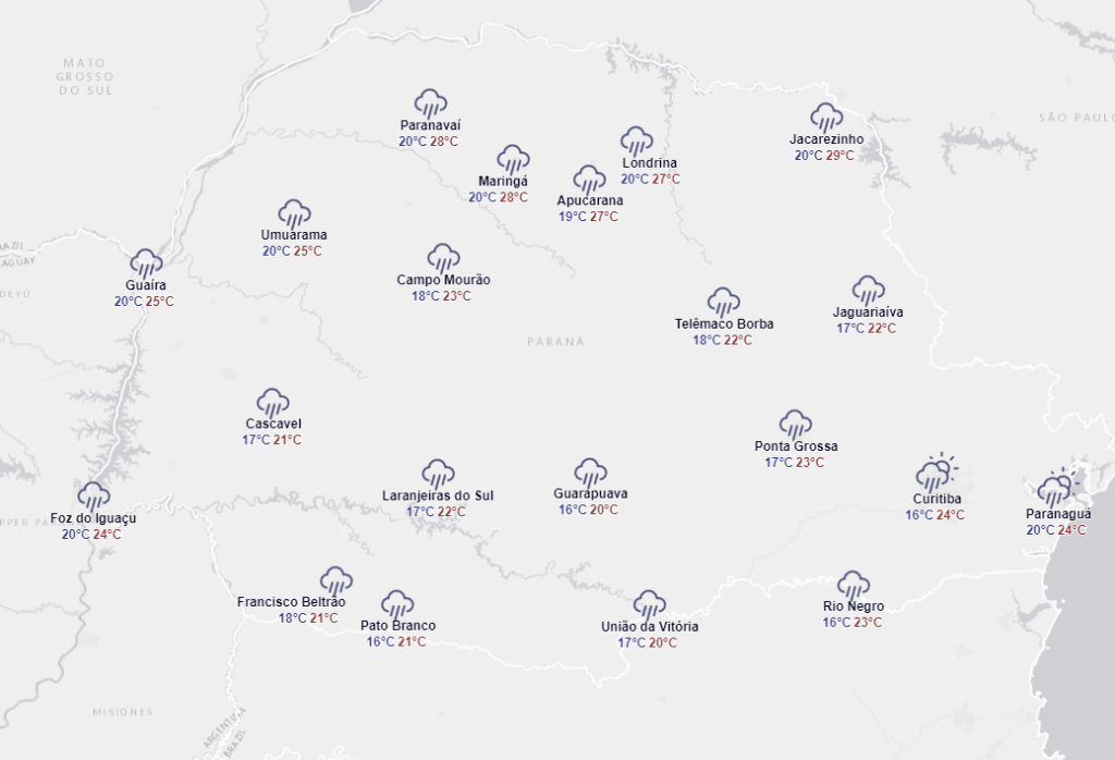 até quando chove no Paraná? veja a previsão desta sexta