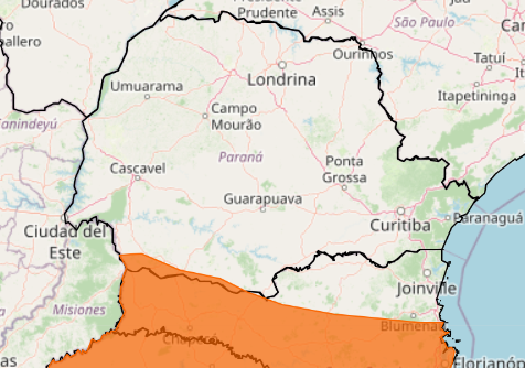 alerta laranja de tempestade no Paraná