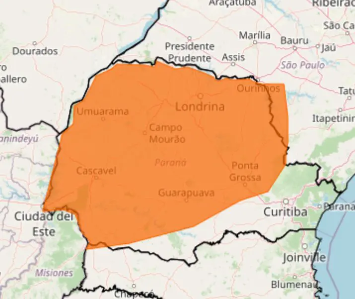 alerta laranja de tempestade no paraná