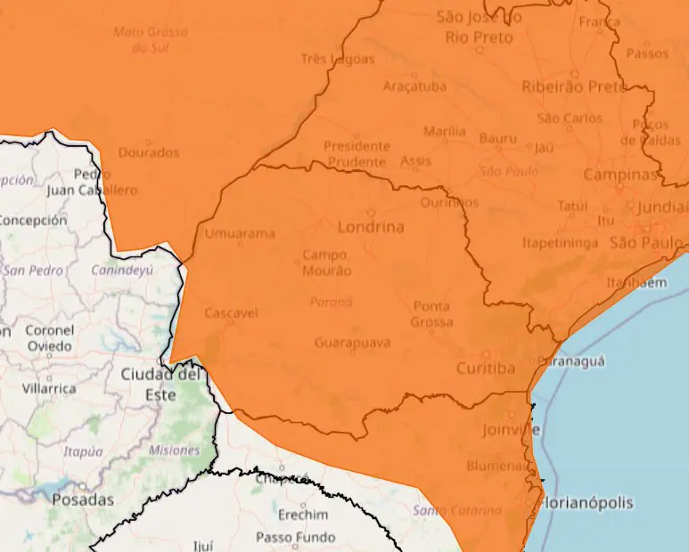 alerta de chuvas intensas no paraná