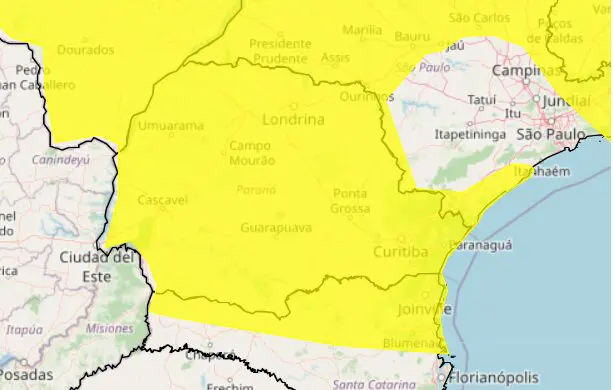 alerta amarelo de chuvas intensas