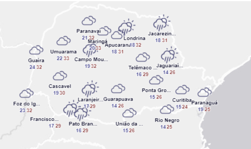 Veja como fica o tempo nesta sexta-feira, no Paraná. Foto: Simepar