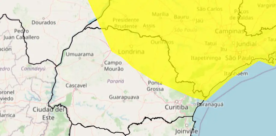 alerta de chuvas intensas no Paraná