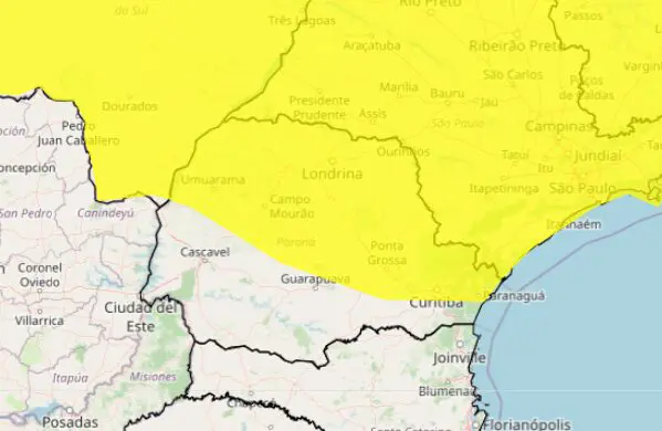 regiões do paraná em alerta de tempestade