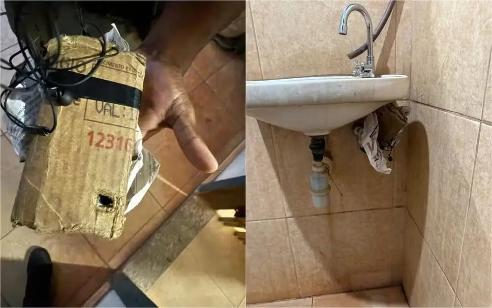 celular escondido em banheiro feminino