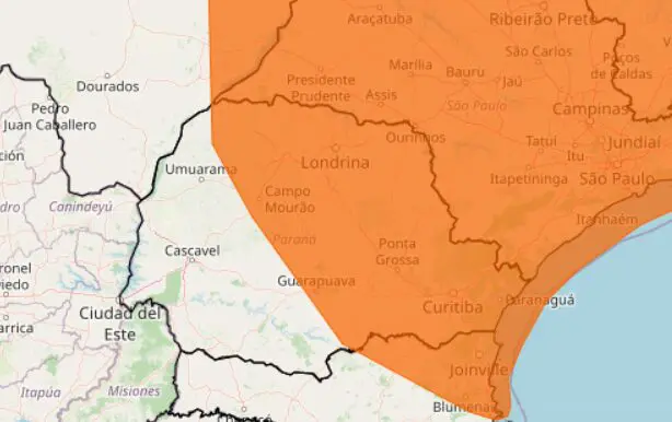 Cidades entram em alerta laranja de chuvas intensas no Paraná