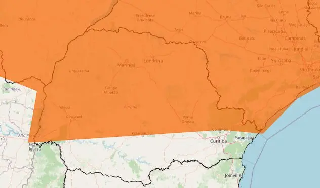alerta laranja de tempestade para o Paraná