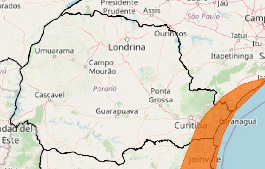 alerta de acumulado de chuva no estado do paraná