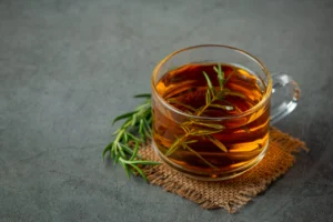 Rosemary Hot Tea in cup ready to drink