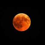 Beautiful shot of a red moon, total lunar eclipse with a black night sky in the background