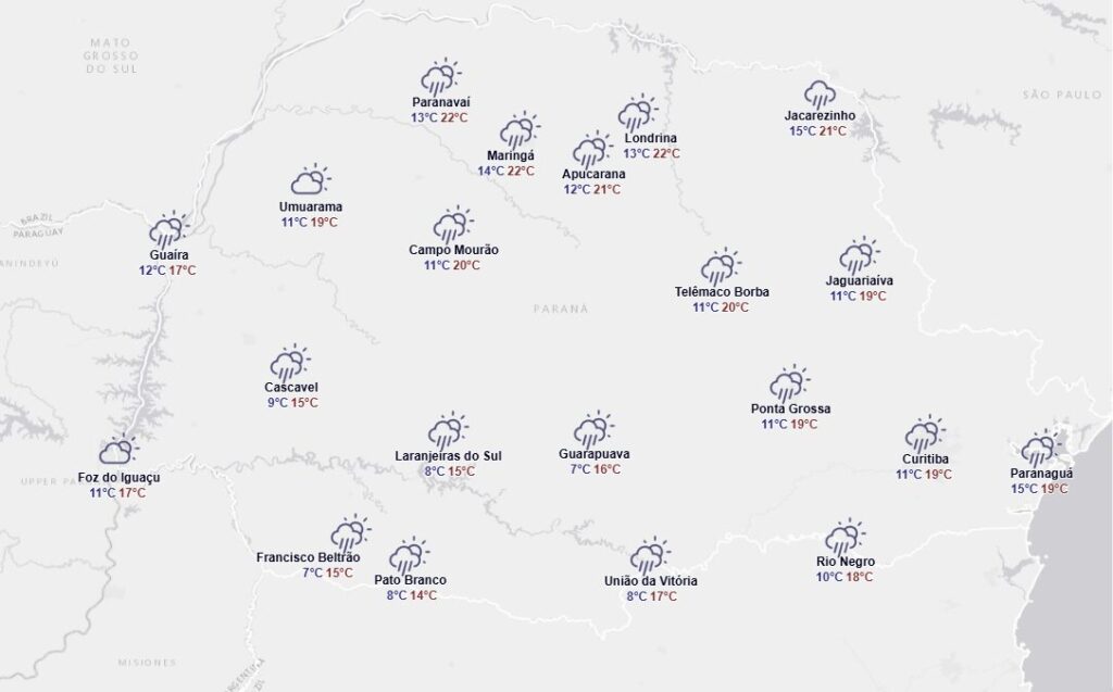 chuva vai anteceder o frio o paraná