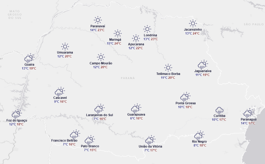 antes do frio, paraná terá chuva