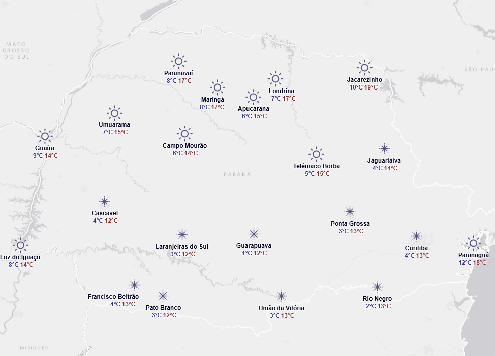 sábado será de bastante frio no paraná