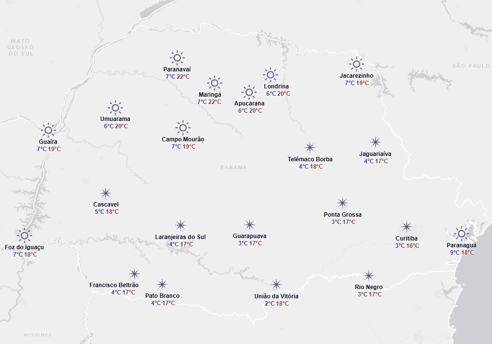 frio continua no domingo no paraná