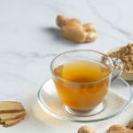 hot ginger tea on table