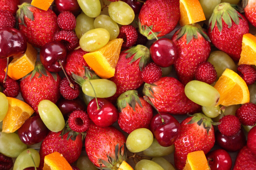 Mixed summer fruits closeup