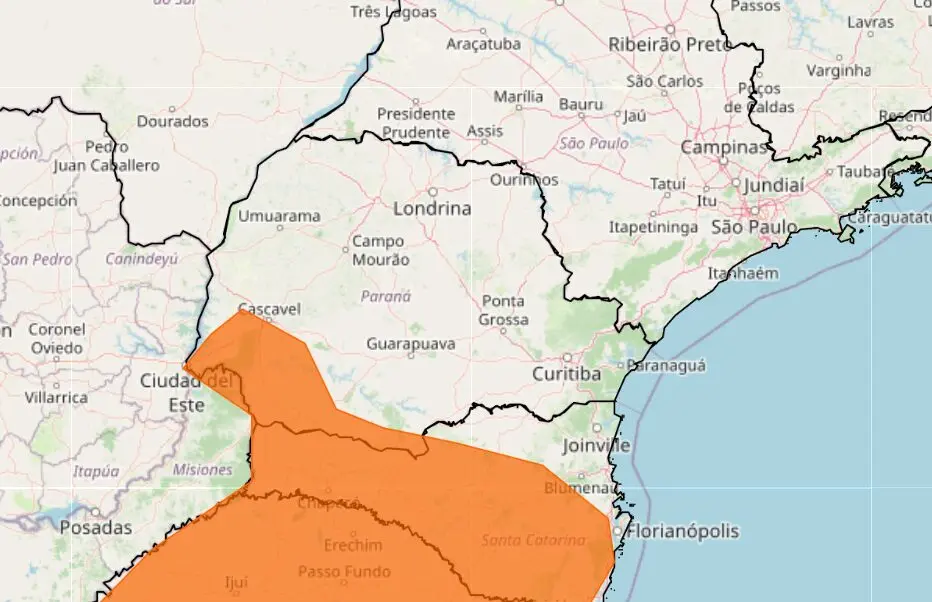 alertas de tempestade no paraná. há também alerta de chuva intensa