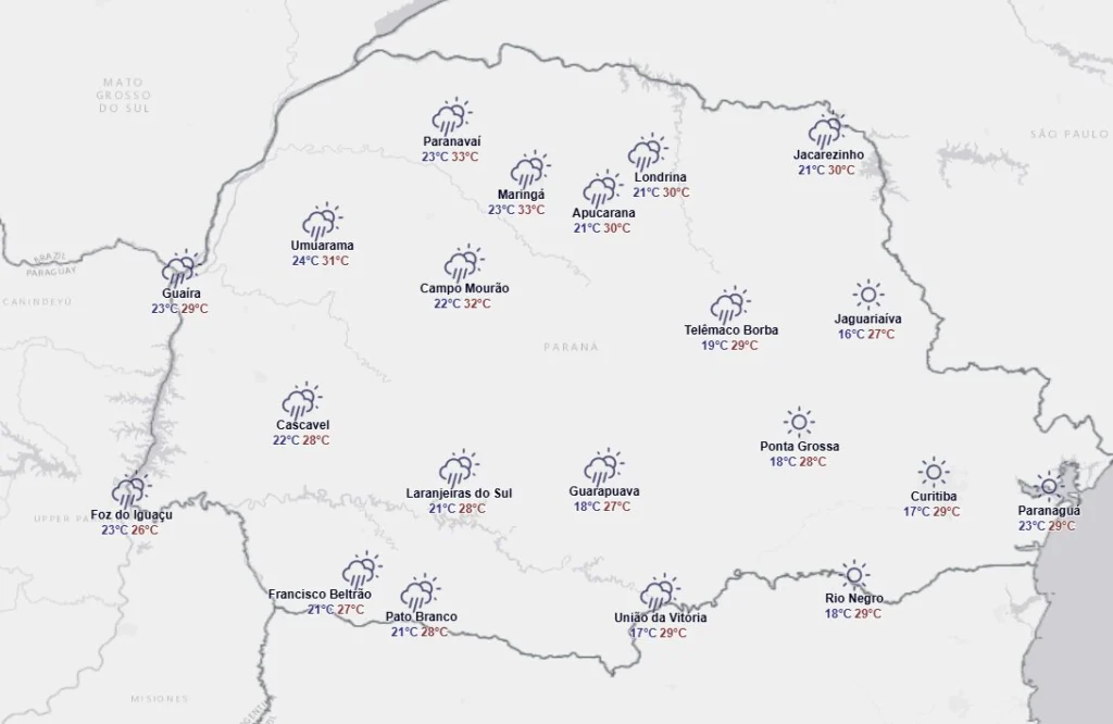Tempo vira nesta terça-feira, no Paraná. Foto: Simepar