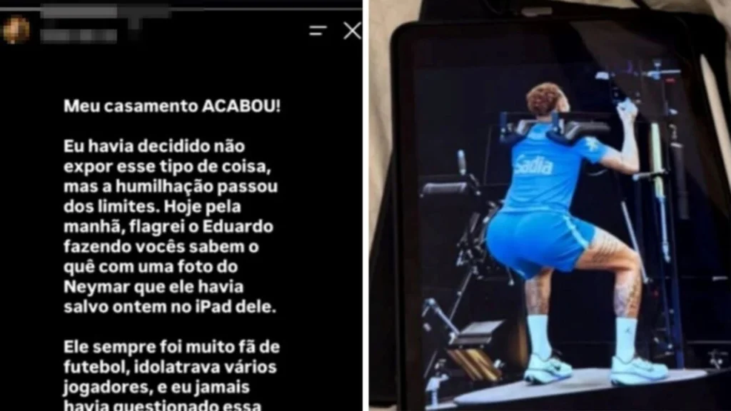 Marido de influenciadora é flagrado com foto de Neymar na cama